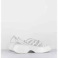 Outlet VIC MATIE Sandales à plateforme en cuir multi-brides - 1E1508D BONBON WHITE BLANC