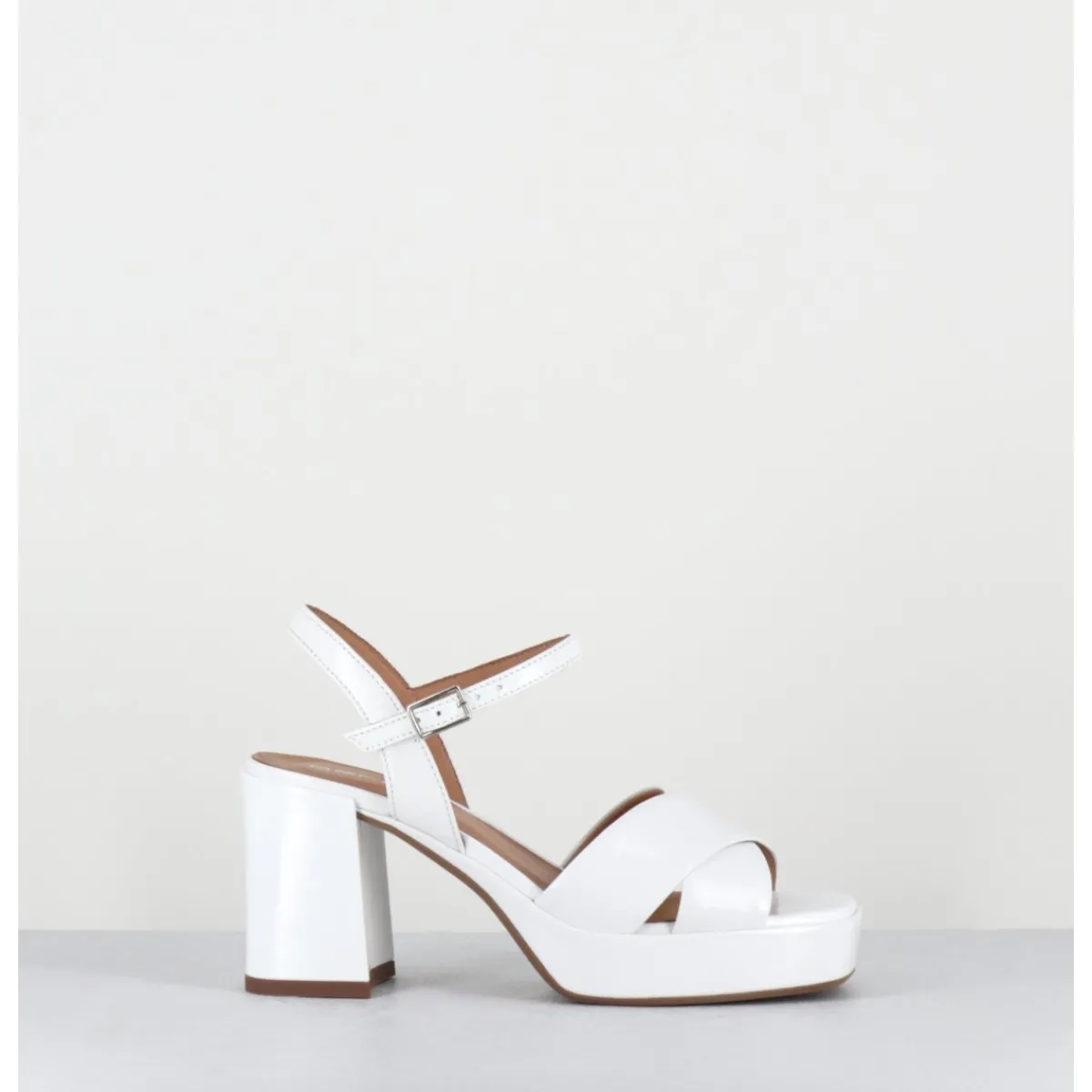 New GARRICE LAB Sandales à plateforme en cuir vernis - FEDA24 VERNICE BIANCO BLANC