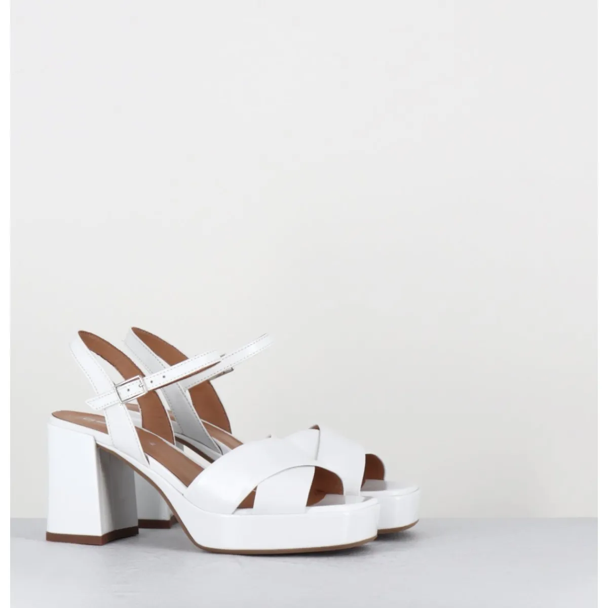 New GARRICE LAB Sandales à plateforme en cuir vernis - FEDA24 VERNICE BIANCO BLANC