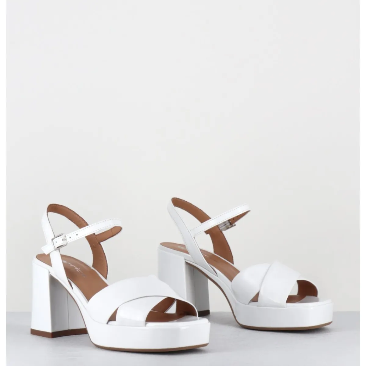 New GARRICE LAB Sandales à plateforme en cuir vernis - FEDA24 VERNICE BIANCO BLANC