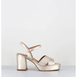 New GARRICE LAB Sandales à plateforme en cuir métallisé doré - FEDA24 WASH PLATINO DORE