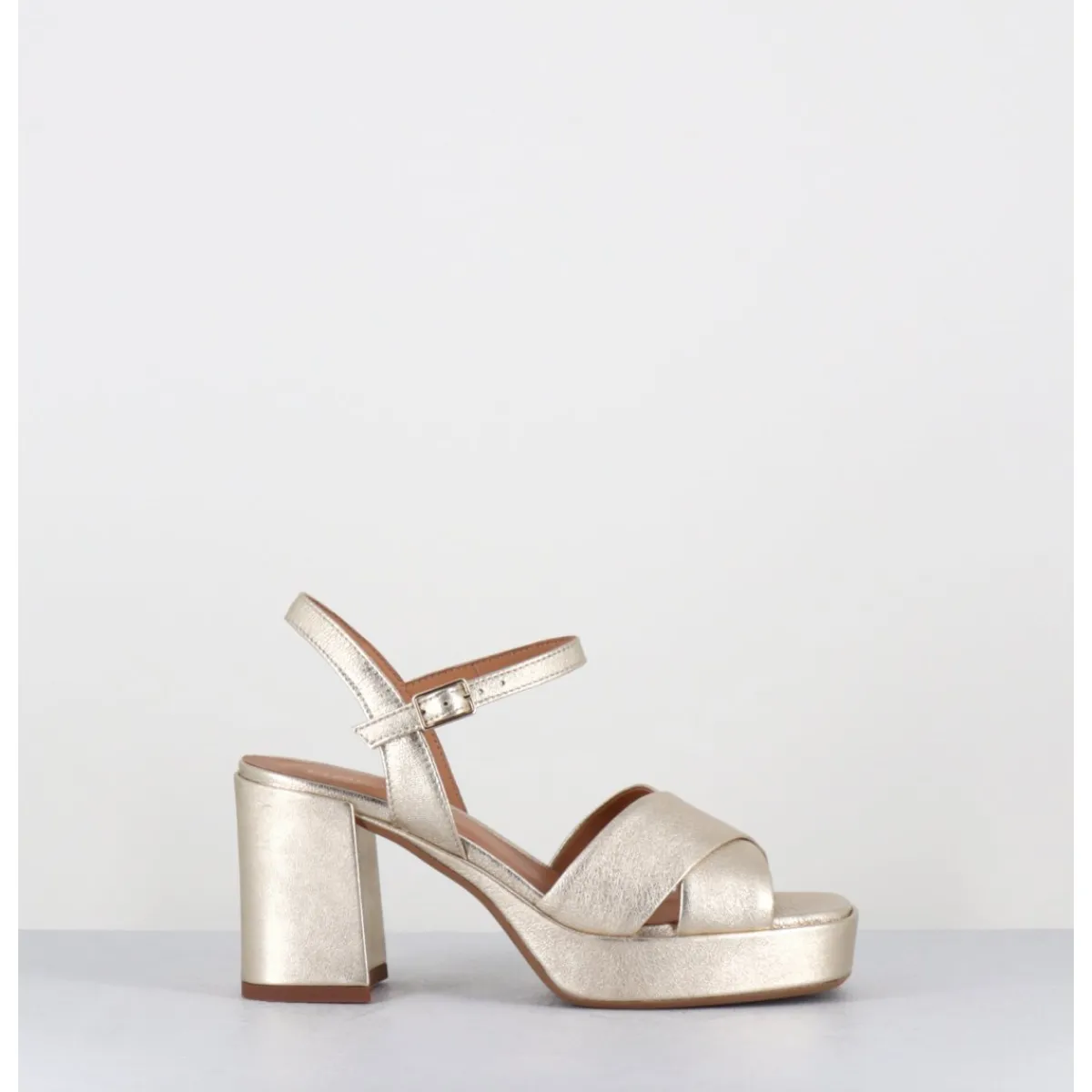 New GARRICE LAB Sandales à plateforme en cuir métallisé doré - FEDA24 WASH PLATINO DORE