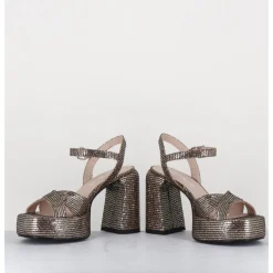 New ELENA IACHI Sandales à plateforme imprimé disco - E3356 LEXY ORO BRONZE