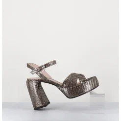 New ELENA IACHI Sandales à plateforme imprimé disco - E3356 LEXY ORO BRONZE