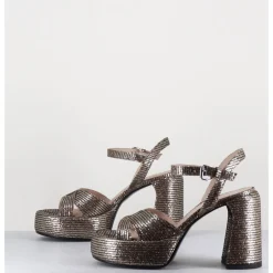 New ELENA IACHI Sandales à plateforme imprimé disco - E3356 LEXY ORO BRONZE