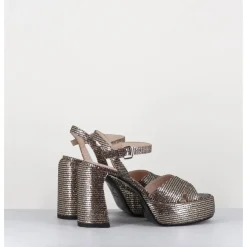 New ELENA IACHI Sandales à plateforme imprimé disco - E3356 LEXY ORO BRONZE