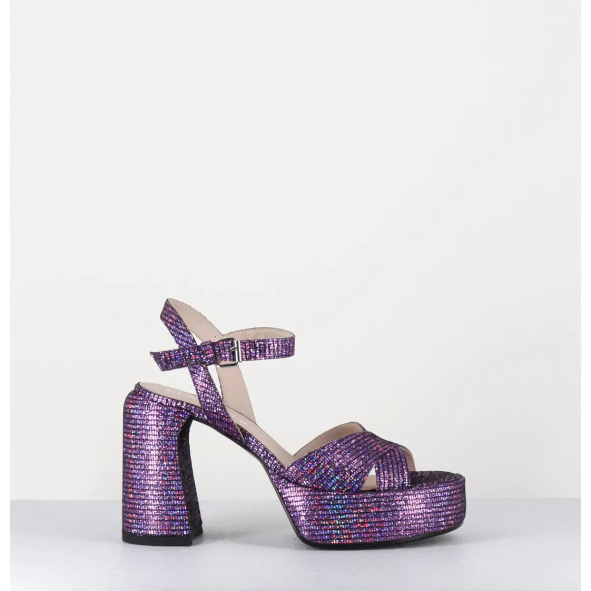 Sale ELENA IACHI Sandales à plateforme imprimé disco - E3356 LEXY PURPLE VIOLET