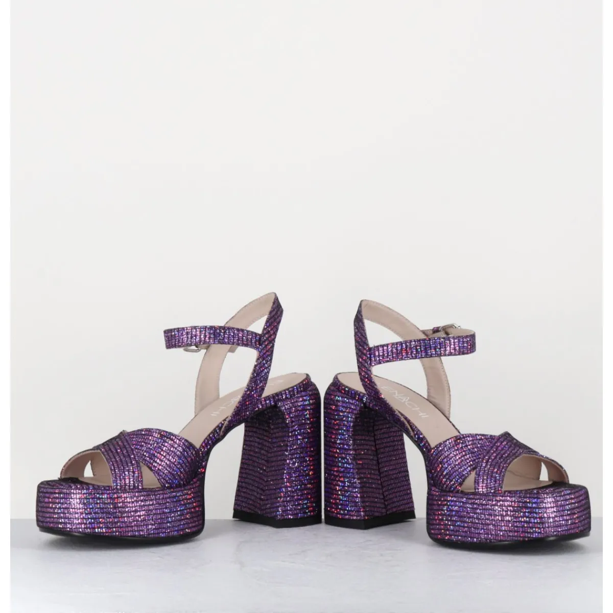 Sale ELENA IACHI Sandales à plateforme imprimé disco - E3356 LEXY PURPLE VIOLET