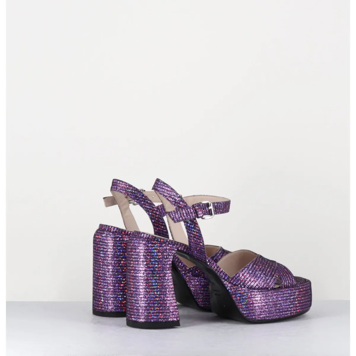 Sale ELENA IACHI Sandales à plateforme imprimé disco - E3356 LEXY PURPLE VIOLET