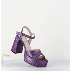 Sale ELENA IACHI Sandales à plateforme imprimé disco - E3356 LEXY PURPLE VIOLET