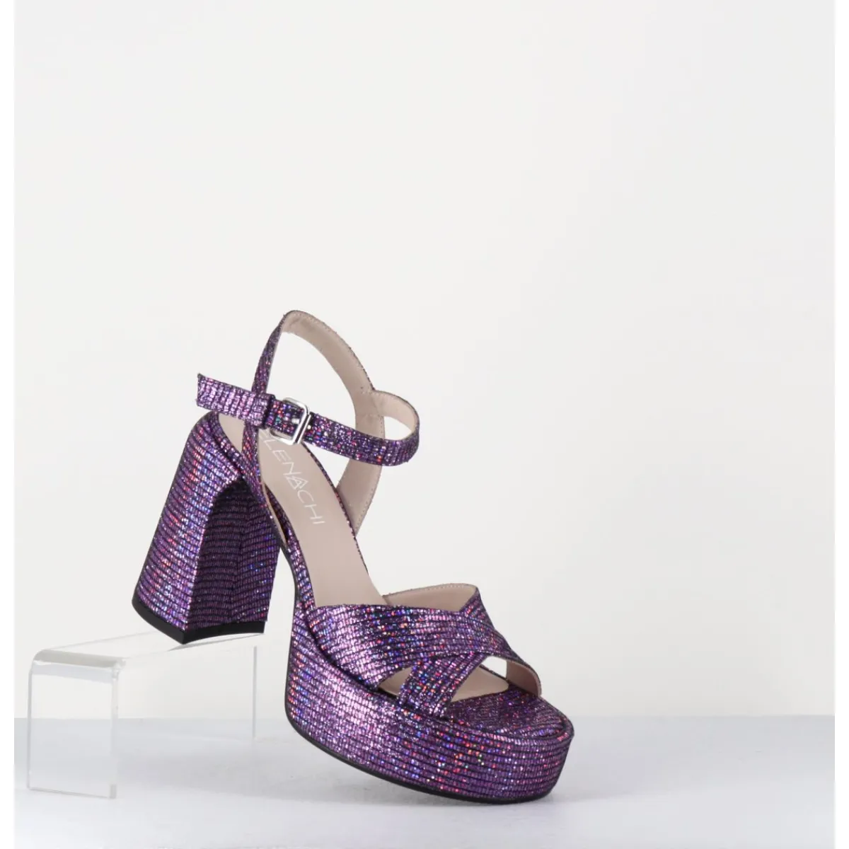 Sale ELENA IACHI Sandales à plateforme imprimé disco - E3356 LEXY PURPLE VIOLET