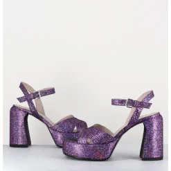 Sale ELENA IACHI Sandales à plateforme imprimé disco - E3356 LEXY PURPLE VIOLET