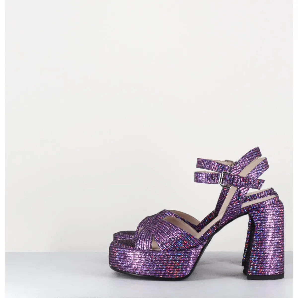 Sale ELENA IACHI Sandales à plateforme imprimé disco - E3356 LEXY PURPLE VIOLET