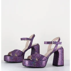 Sale ELENA IACHI Sandales à plateforme imprimé disco - E3356 LEXY PURPLE VIOLET