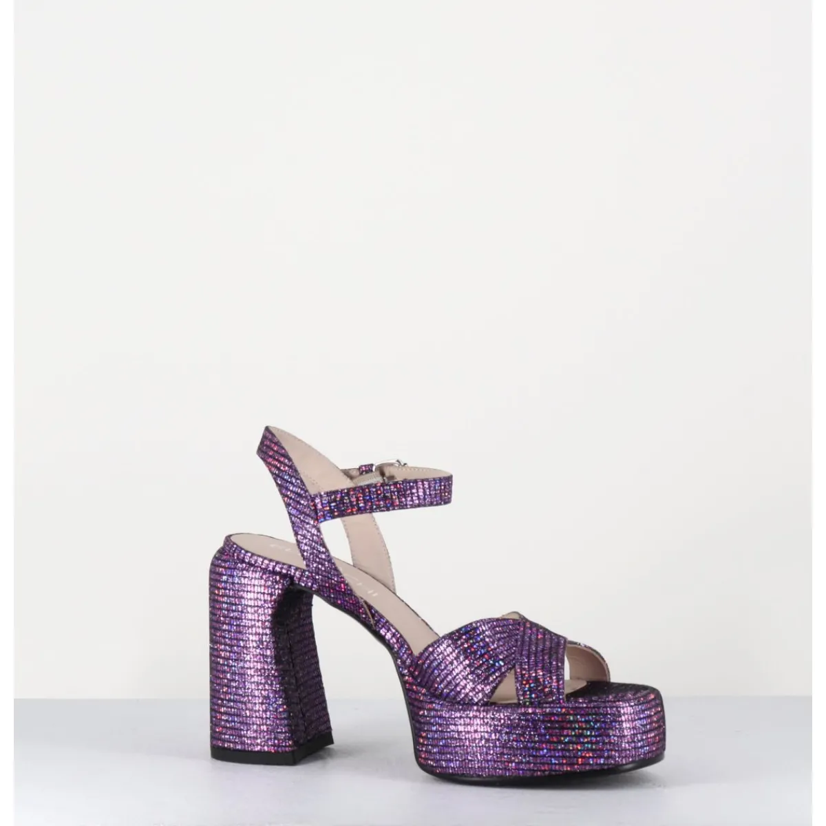 Sale ELENA IACHI Sandales à plateforme imprimé disco - E3356 LEXY PURPLE VIOLET