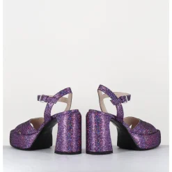 Sale ELENA IACHI Sandales à plateforme imprimé disco - E3356 LEXY PURPLE VIOLET
