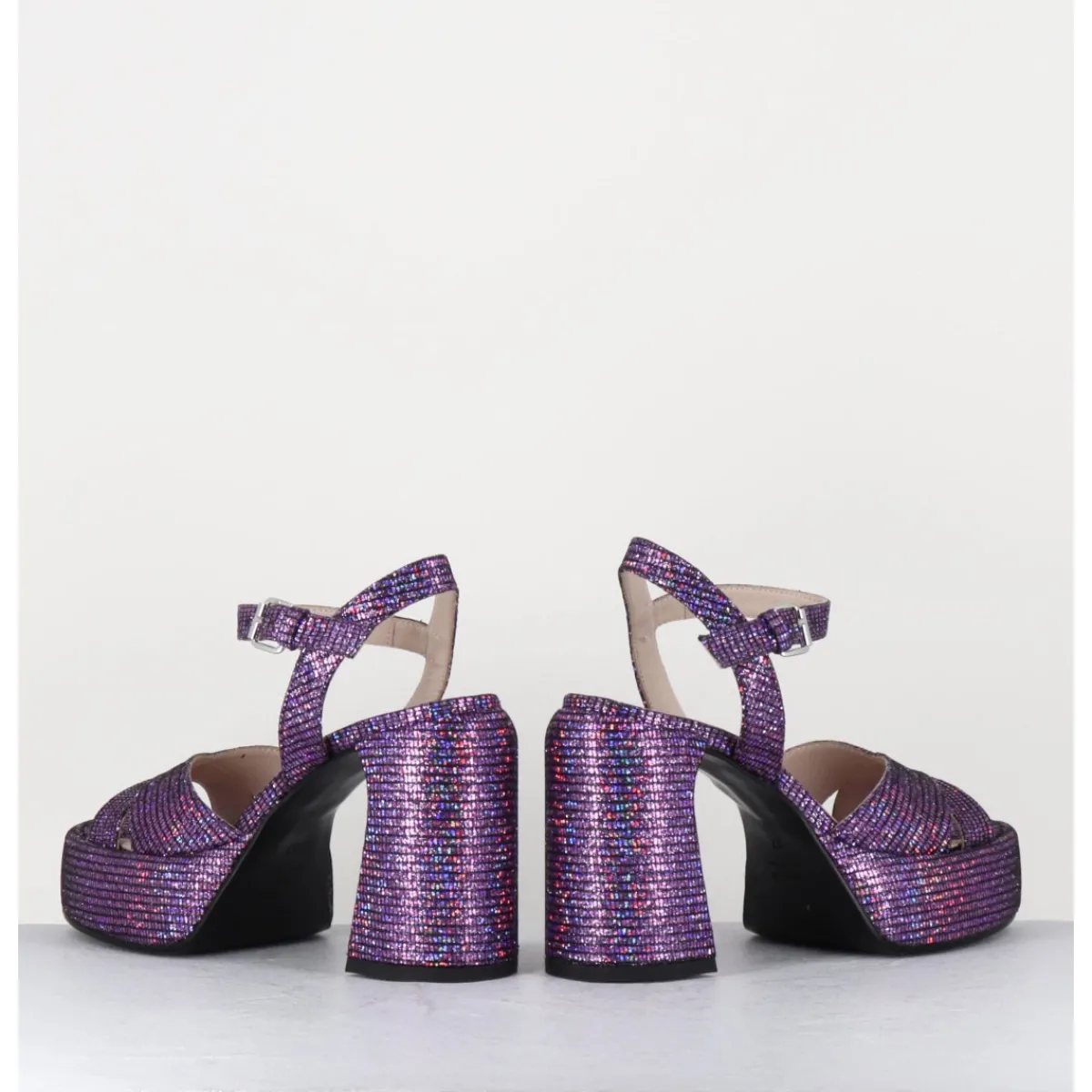 Sale ELENA IACHI Sandales à plateforme imprimé disco - E3356 LEXY PURPLE VIOLET