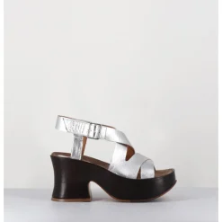 Hot LA BOTTEGA DI LISA Sandales à plateforme japonisante en cuir - 5355 LIGHT O ARGENT