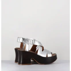 Hot LA BOTTEGA DI LISA Sandales à plateforme japonisante en cuir - 5355 LIGHT O ARGENT