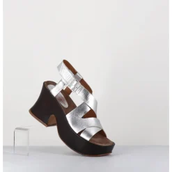 Hot LA BOTTEGA DI LISA Sandales à plateforme japonisante en cuir - 5355 LIGHT O ARGENT