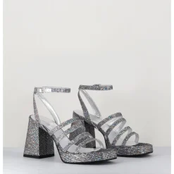 Online GARRICE LAB Sandales à plateforme multi-brides disco print - SUN LUNA ARGENTO ANTHRACITE