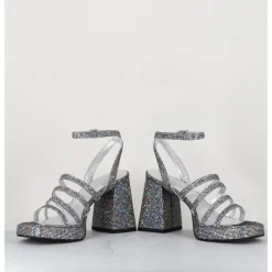 Online GARRICE LAB Sandales à plateforme multi-brides disco print - SUN LUNA ARGENTO ANTHRACITE