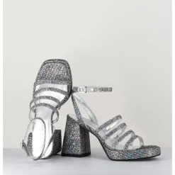 Online GARRICE LAB Sandales à plateforme multi-brides disco print - SUN LUNA ARGENTO ANTHRACITE