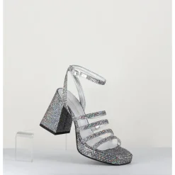 Online GARRICE LAB Sandales à plateforme multi-brides disco print - SUN LUNA ARGENTO ANTHRACITE