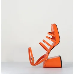 Outlet GARRICE LAB Sandales à plateforme multi-brides vernis - SUN VERNICE ARANCIO ORANGE