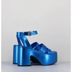 Clearance GARRICE LAB Sandales à plateforme 70s en cuir métallisé - MAR LAMINATO COBALTO BLEU