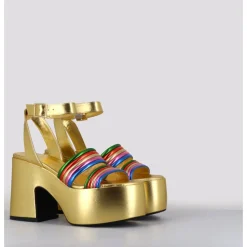 Hot GARRICE LAB Sandales à plateforme 70s en cuir métallisé multico - MAR LAMINATO RAINBOW