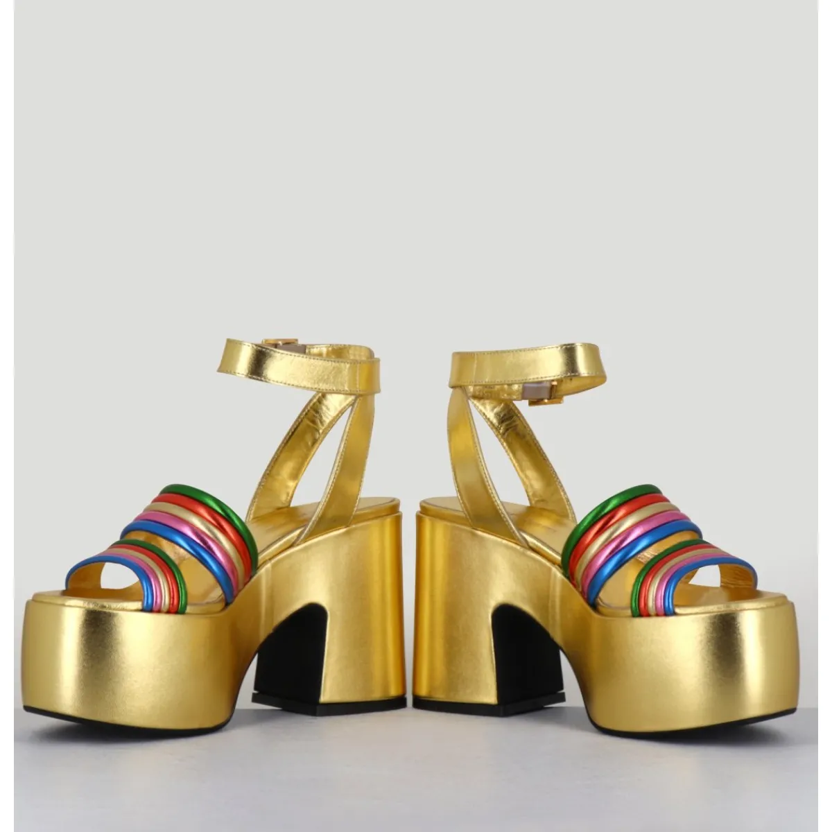 Hot GARRICE LAB Sandales à plateforme 70s en cuir métallisé multico - MAR LAMINATO RAINBOW