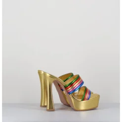 Online GARRICE LAB Sandales à talon haut & plateforme en cuir métallisé doré - DORA LAMINATO RAINBOW