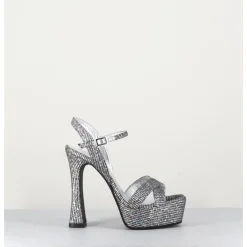 Hot GARRICE LAB Sandales à talon haut cuir disco print - MIRA O ARGENT