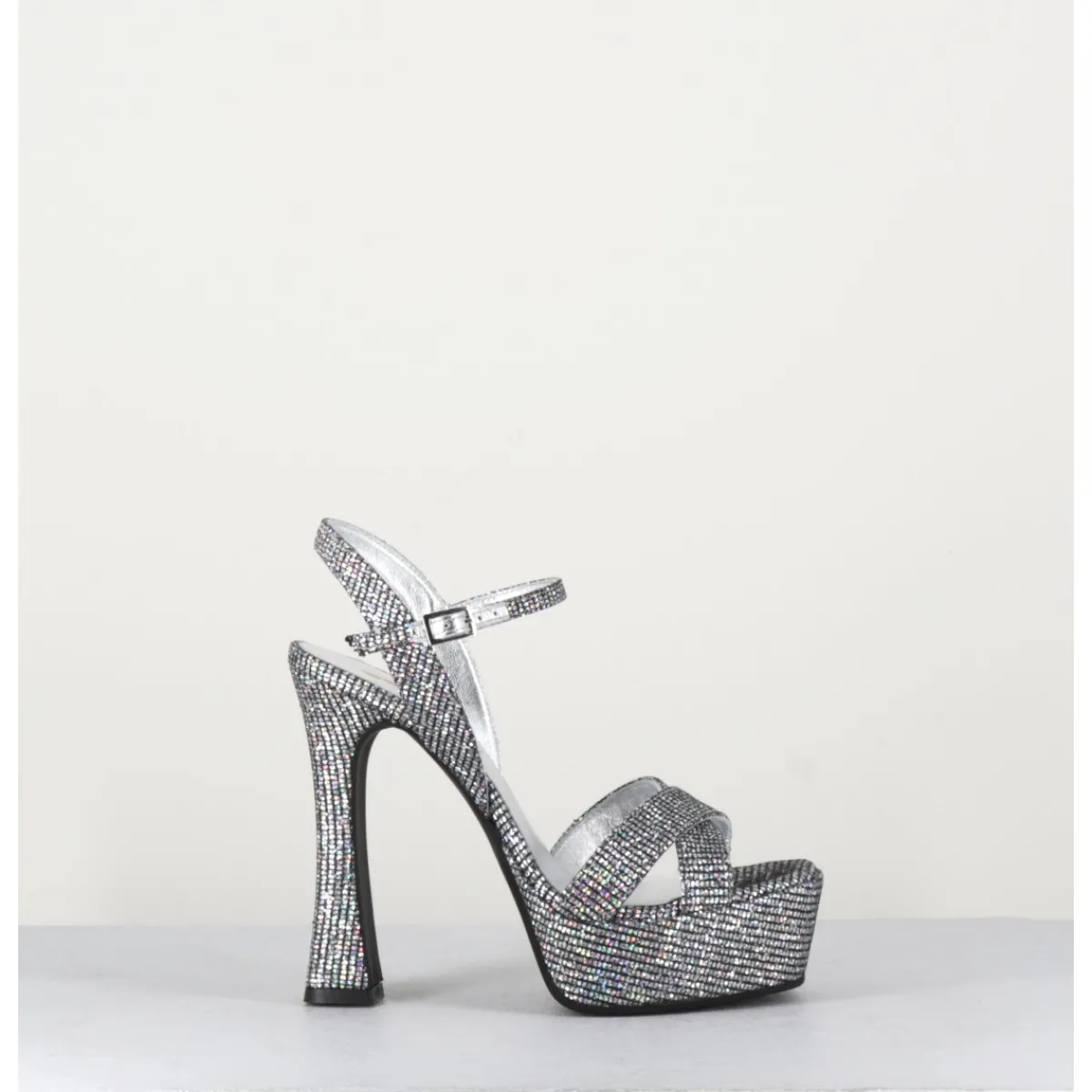 Hot GARRICE LAB Sandales à talon haut cuir disco print - MIRA O ARGENT