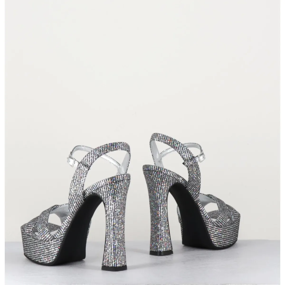 Hot GARRICE LAB Sandales à talon haut cuir disco print - MIRA O ARGENT