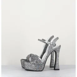 Hot GARRICE LAB Sandales à talon haut cuir disco print - MIRA O ARGENT