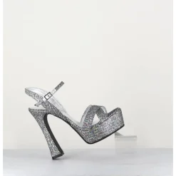 Hot GARRICE LAB Sandales à talon haut cuir disco print - MIRA O ARGENT