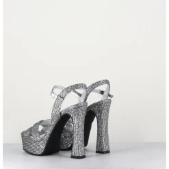 Hot GARRICE LAB Sandales à talon haut cuir disco print - MIRA O ARGENT