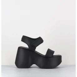 Discount VIC MATIE Sandales compensées en cuir & gomme s - 1E1166D RUBBY BLACK NOIR