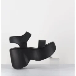 Discount VIC MATIE Sandales compensées en cuir & gomme s - 1E1166D RUBBY BLACK NOIR