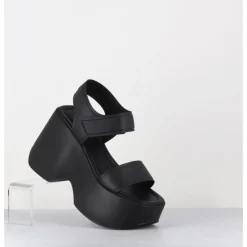 Discount VIC MATIE Sandales compensées en cuir & gomme s - 1E1166D RUBBY BLACK NOIR