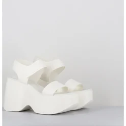 VIC MATIE Sandales compensées en cuir & gomme s - 1E1166D RUBBY OSSO BLANC