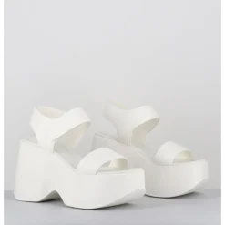 VIC MATIE Sandales compensées en cuir & gomme s - 1E1166D RUBBY OSSO BLANC