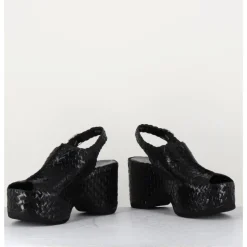 Clearance GARRICE LAB Sandales compensées en cuir tressé - POSI24 BLACK NOIR