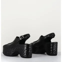 Clearance GARRICE LAB Sandales compensées en cuir tressé - POSI24 BLACK NOIR