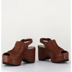 Clearance GARRICE LAB Sandales compensées en cuir tressé - POSI24 BROWN MARRON