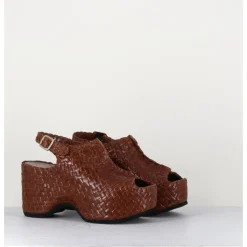 Clearance GARRICE LAB Sandales compensées en cuir tressé - POSI24 BROWN MARRON