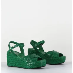 Discount GARRICE LAB Sandales compensées en cuir tressé - VERA24 MELA VERT