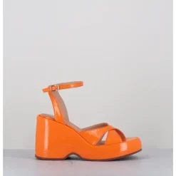 Clearance GARRICE LAB Sandales compensées 90s en cuir vernis - MAZE2 CINDY ALBICOCCA ORANGE